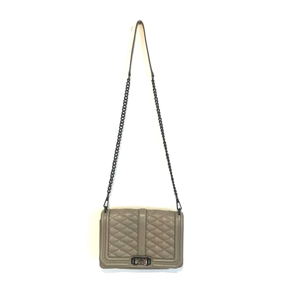 Rebecca Minkoff Handbags - REBECCA MINKOFF Rectangle Leather Taupe Crossbody Love Quilted Purse